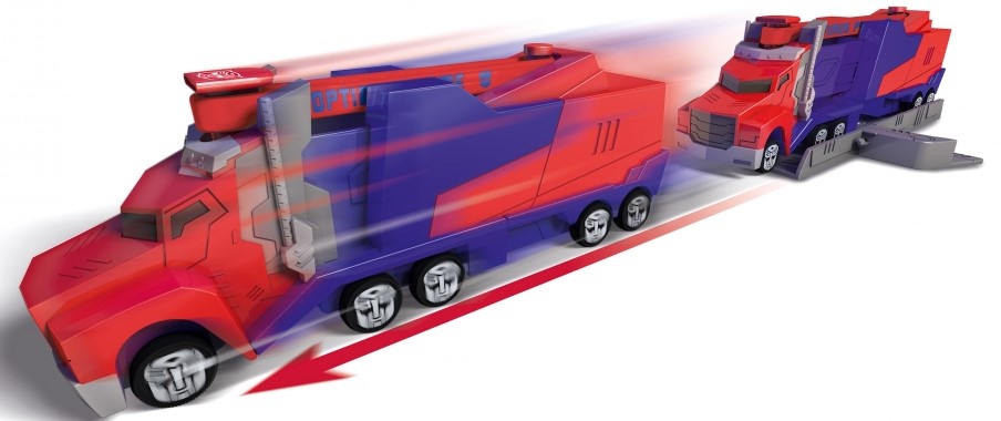 Машинка Optimus Prime из серии Трансформеры, с запуском и браслетом, 11 см.  